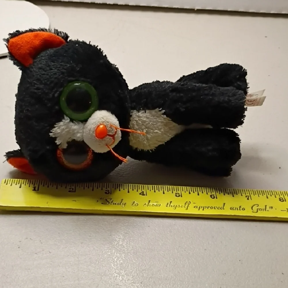 Ty Plush Cat Frights with Orange and Black Accents Lg Orange & Green Eyes Kitch